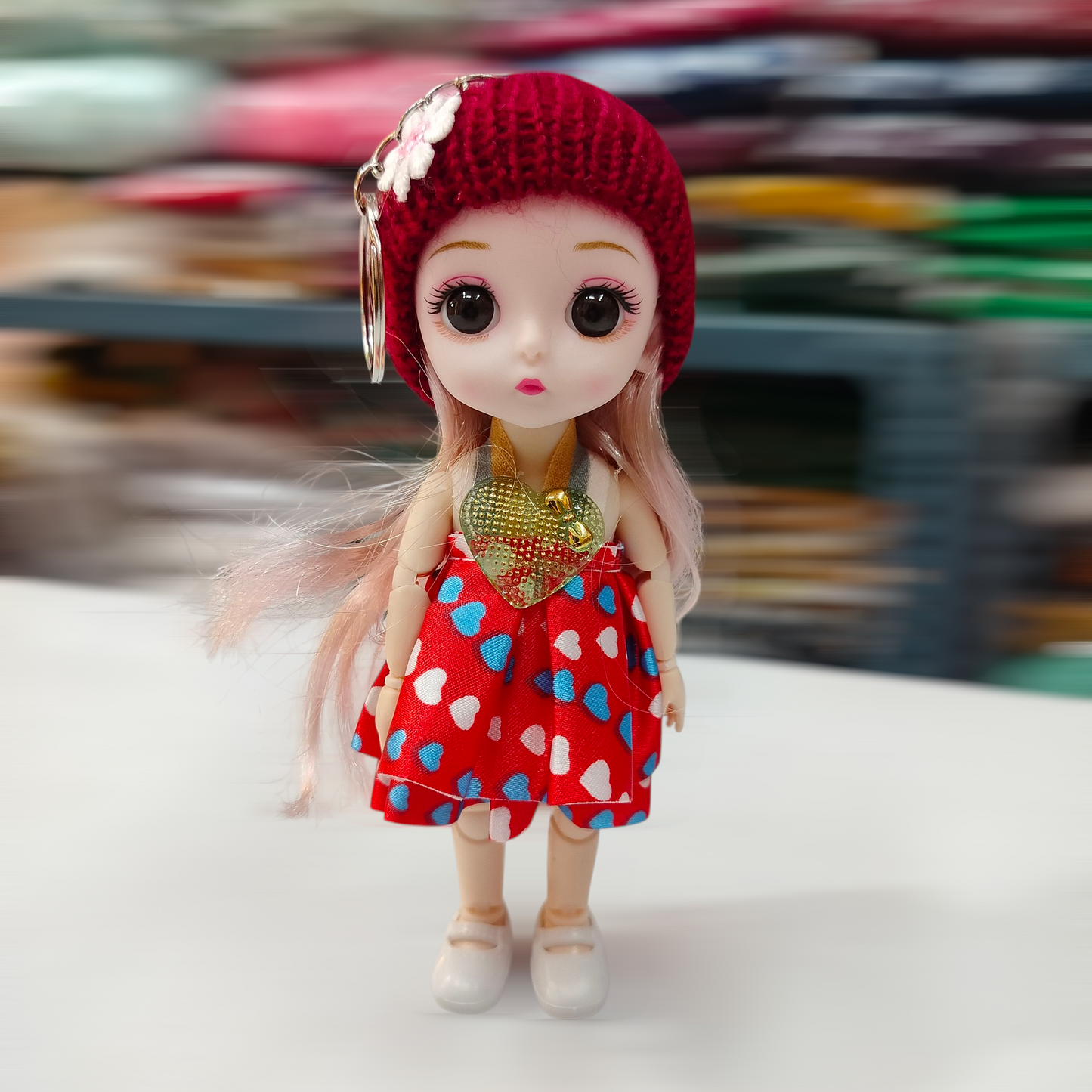 Cute Mini Doll Keychain 6 Inch | Lightweight Fabric Doll Key Ring for Keys, Bags & Backpacks