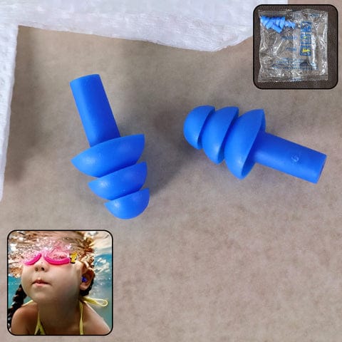 Waterproof Silicone Swimming Ear Plugs – Reusable Triple Flange Design for Swimming, Surfing & Showering (1 Pair)