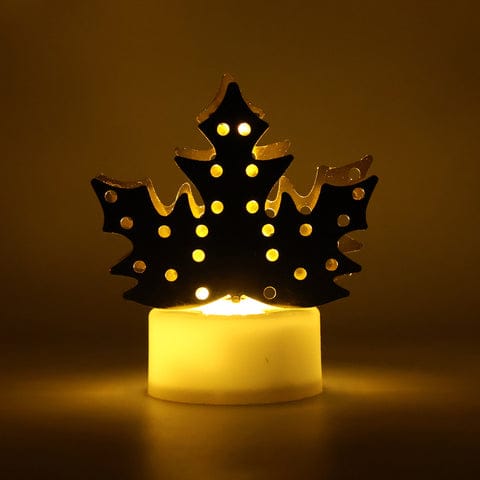 LED Gold Metal Leaf Diya Lamp – Battery Operated Decorative Tea Light for Diwali, Pooja & Home Décor (1 Pc)