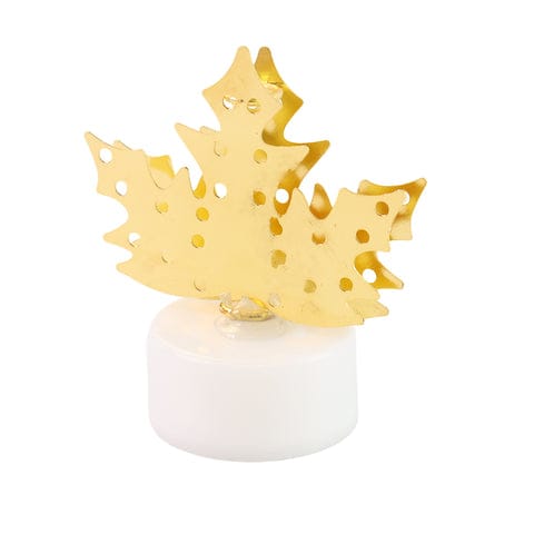 LED Gold Metal Leaf Diya Lamp – Battery Operated Decorative Tea Light for Diwali, Pooja & Home Décor (1 Pc)