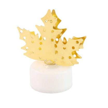 LED Gold Metal Leaf Diya Lamp – Battery Operated Decorative Tea Light for Diwali, Pooja & Home Décor (1 Pc)