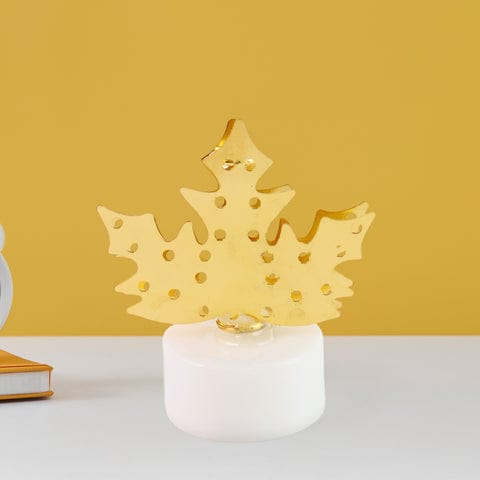 LED Gold Metal Leaf Diya Lamp – Battery Operated Decorative Tea Light for Diwali, Pooja & Home Décor (1 Pc)