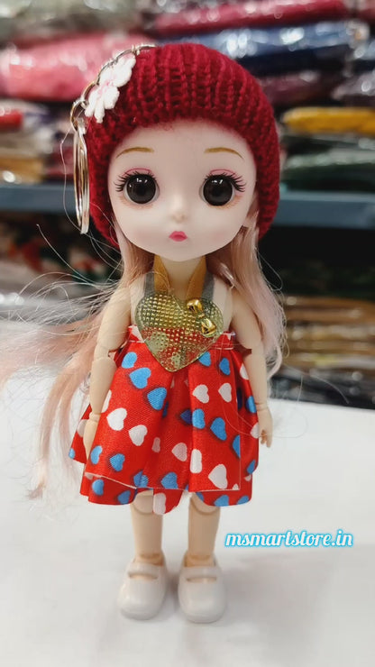 Cute Mini Doll Keychain 6 Inch | Lightweight Fabric Doll Key Ring for Keys, Bags & Backpacks