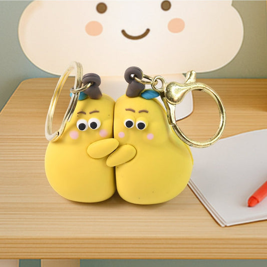 2-in-1 Cute Cartoon Couple Hugging Keychain Set – Soft Rubber Pair Keychains for Couples, Friends & Gifts