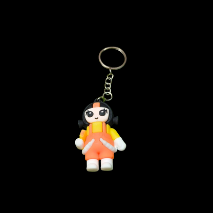 Cute Character-Themed Soft Silicone Keychain with Metal Ring & Chain (Random Design, 1 Pc)