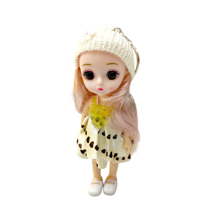 Cute Mini Doll Keychain 6 Inch | Lightweight Fabric Doll Key Ring for Keys, Bags & Backpacks