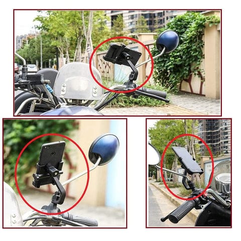 Full Metal Bike & Scooty Mobile Holder – 360° Rotating Stand (1 Pc)