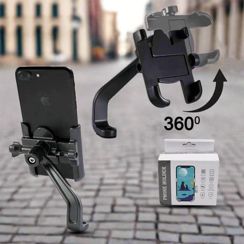 Full Metal Bike & Scooty Mobile Holder – 360° Rotating Stand (1 Pc)