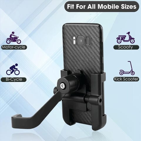 Full Metal Bike & Scooty Mobile Holder – 360° Rotating Stand (1 Pc)