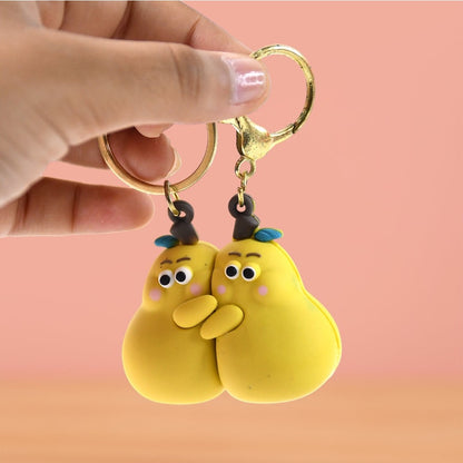2-in-1 Cute Cartoon Couple Hugging Keychain Set – Soft Rubber Pair Keychains for Couples, Friends & Gifts