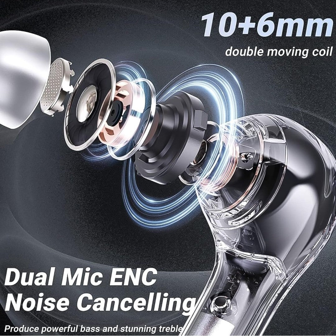 Wireless Bluetooth 5.3 In-Ear Earbuds with ENC Noise Cancellation & LED Display