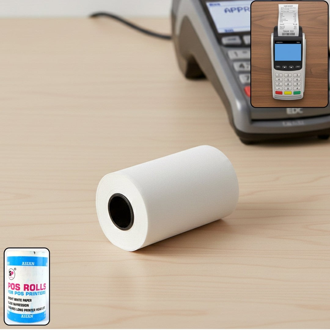 Thermal Label Roll for Barcode Printing – Self Adhesive Direct Thermal Paper Roll for POS, Courier, Shipping & Inventory (EDC Machine 57 x 34 mm)