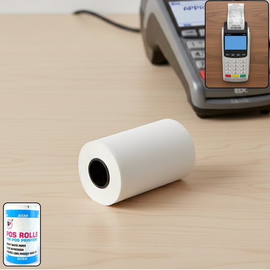 Thermal Label Roll for Barcode Printing – Self Adhesive Direct Thermal Paper Roll for POS, Courier, Shipping & Inventory (EDC Machine 57 x 34 mm)