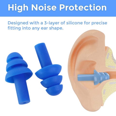 Reusable Silicone Swimming Ear Plugs – Triple Flange Waterproof Design (1 Pair)