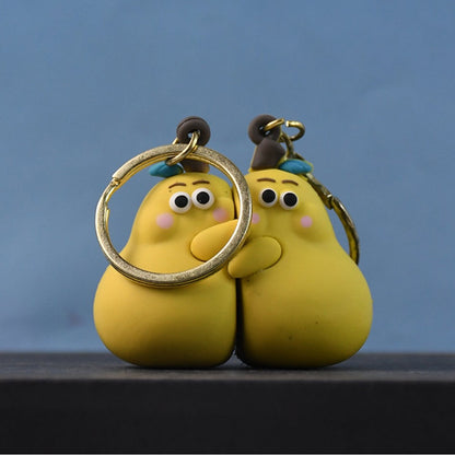 2-in-1 Cute Cartoon Couple Hugging Keychain Set – Soft Rubber Pair Keychains for Couples, Friends & Gifts