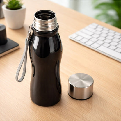 Customize Stainless Steel Water Bottle with Leak Proof Cap & Carry Strap – 600 ML Reusable Metal Drinking Bottle for Office, Gym, Travel & Daily Use