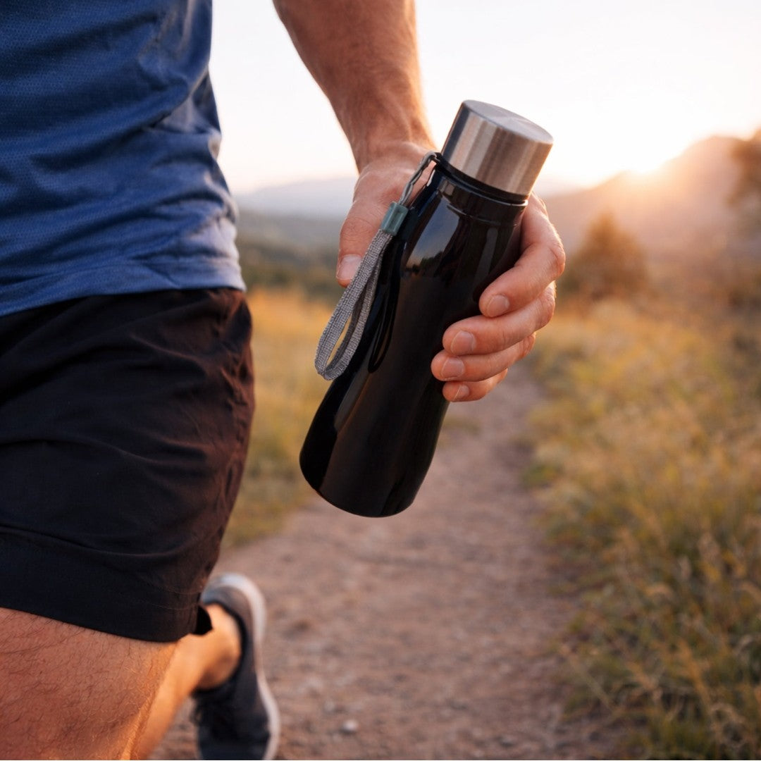 Customize Stainless Steel Water Bottle with Leak Proof Cap & Carry Strap – 600 ML Reusable Metal Drinking Bottle for Office, Gym, Travel & Daily Use