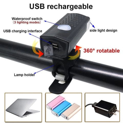 USB rechargeable 400 lumen bicycle front headlight cycle light set