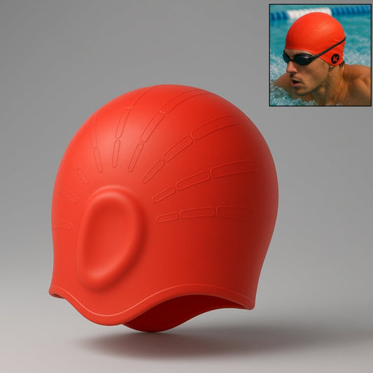 Knx Professional Silicone Swimming Cap for Men & Women (Red)