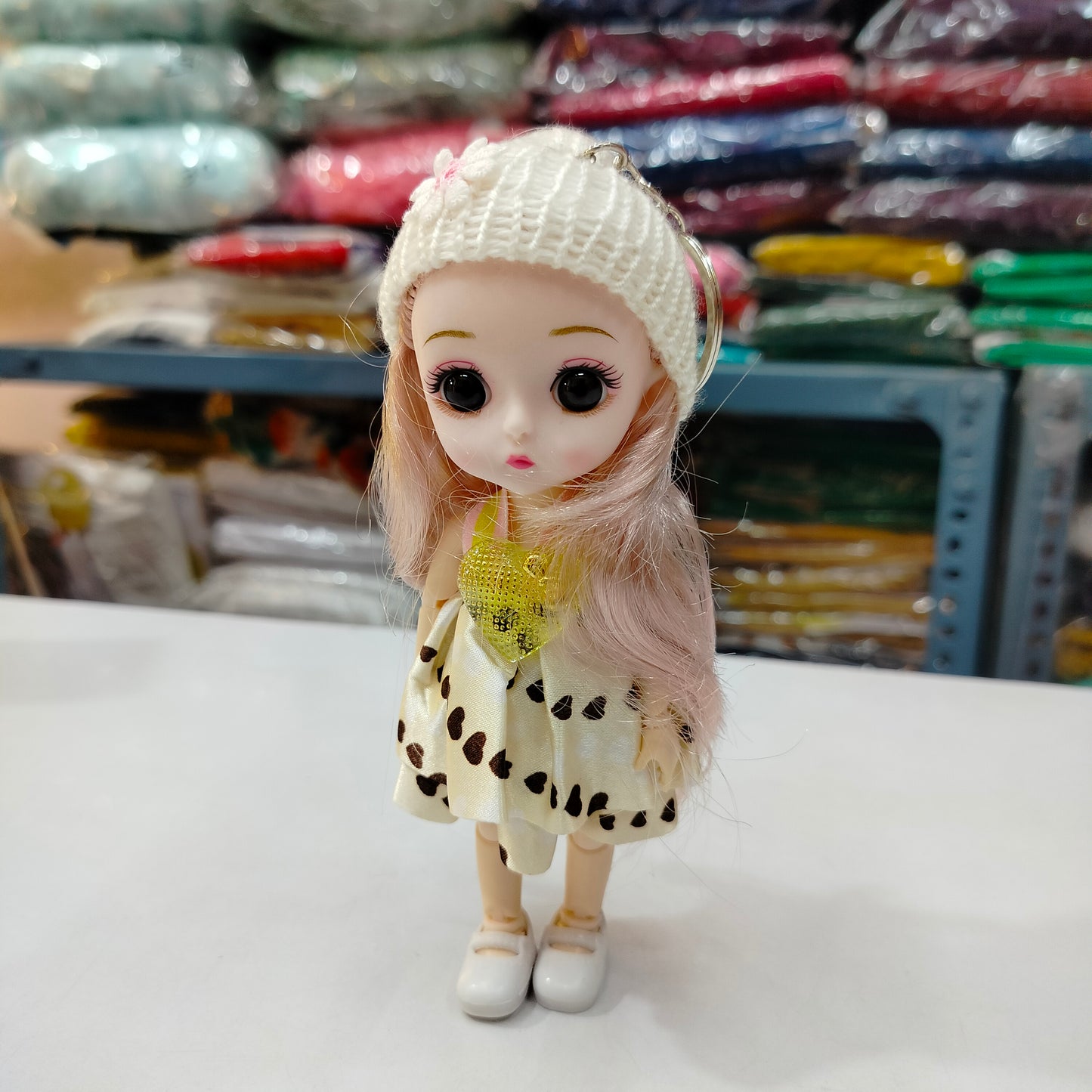 Cute Mini Doll Keychain 6 Inch | Lightweight Fabric Doll Key Ring for Keys, Bags & Backpacks