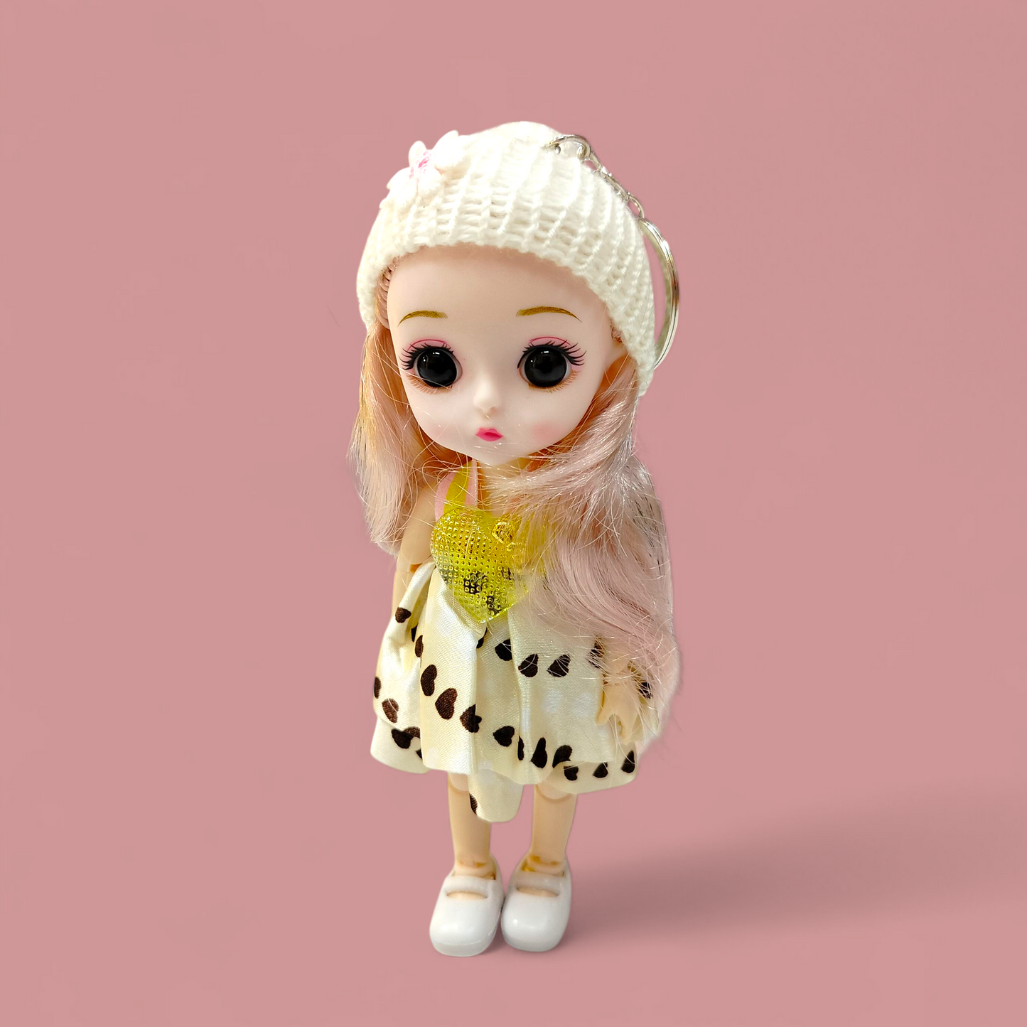 Cute Mini Doll Keychain 6 Inch | Lightweight Fabric Doll Key Ring for Keys, Bags & Backpacks