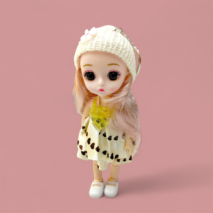 Cute Mini Doll Keychain 6 Inch | Lightweight Fabric Doll Key Ring for Keys, Bags & Backpacks