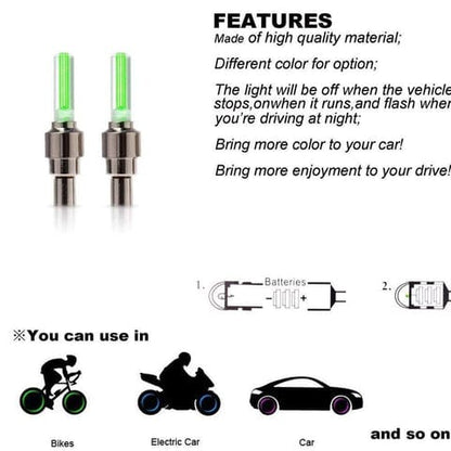 LED Tire Valve Cap Lights – Universal Fit