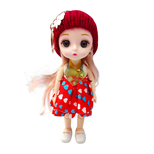 Cute Mini Doll Keychain 6 Inch | Lightweight Fabric Doll Key Ring for Keys, Bags & Backpacks