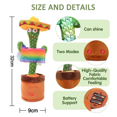 Electronic Dancing Cactus Toy – Talking, Singing & Recording Plush Toy for Kids