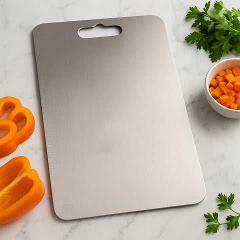 Stainless Steel Cutting Board with Scale – 31 × 20 cm