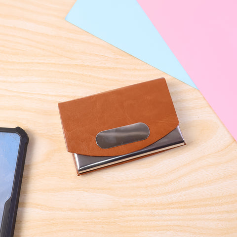 Premium Leather & Stainless-Steel Business Card Holder (1 pcs)