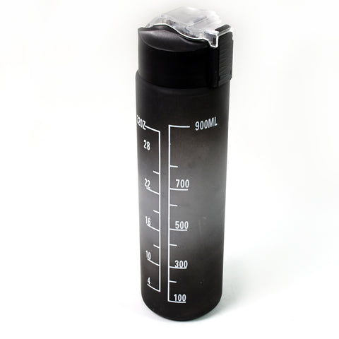 Plastic Black Motivational Water Bottle with Straw & Time Marker (900 ml)