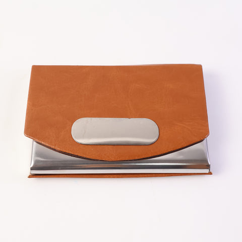 Premium Leather & Stainless-Steel Business Card Holder (1 pcs)