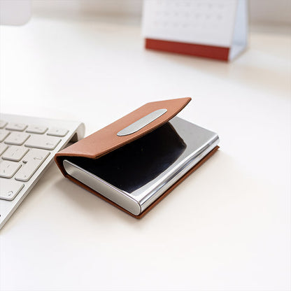 Premium Leather & Stainless-Steel Business Card Holder (1 pcs)