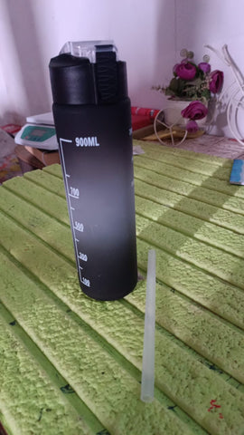 Plastic Black Motivational Water Bottle with Straw & Time Marker (900 ml)